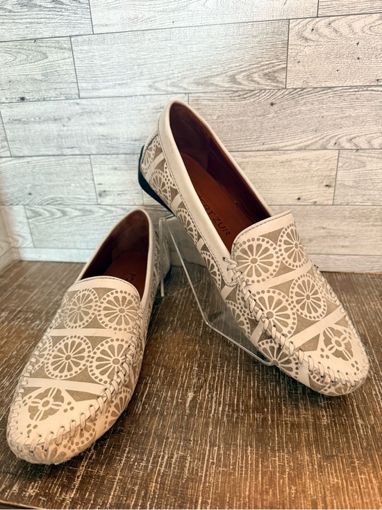Shoes - Robert‎ Zur Women’s Leather Floral Loafer Flats Shoes White & Gold Sz 8.5